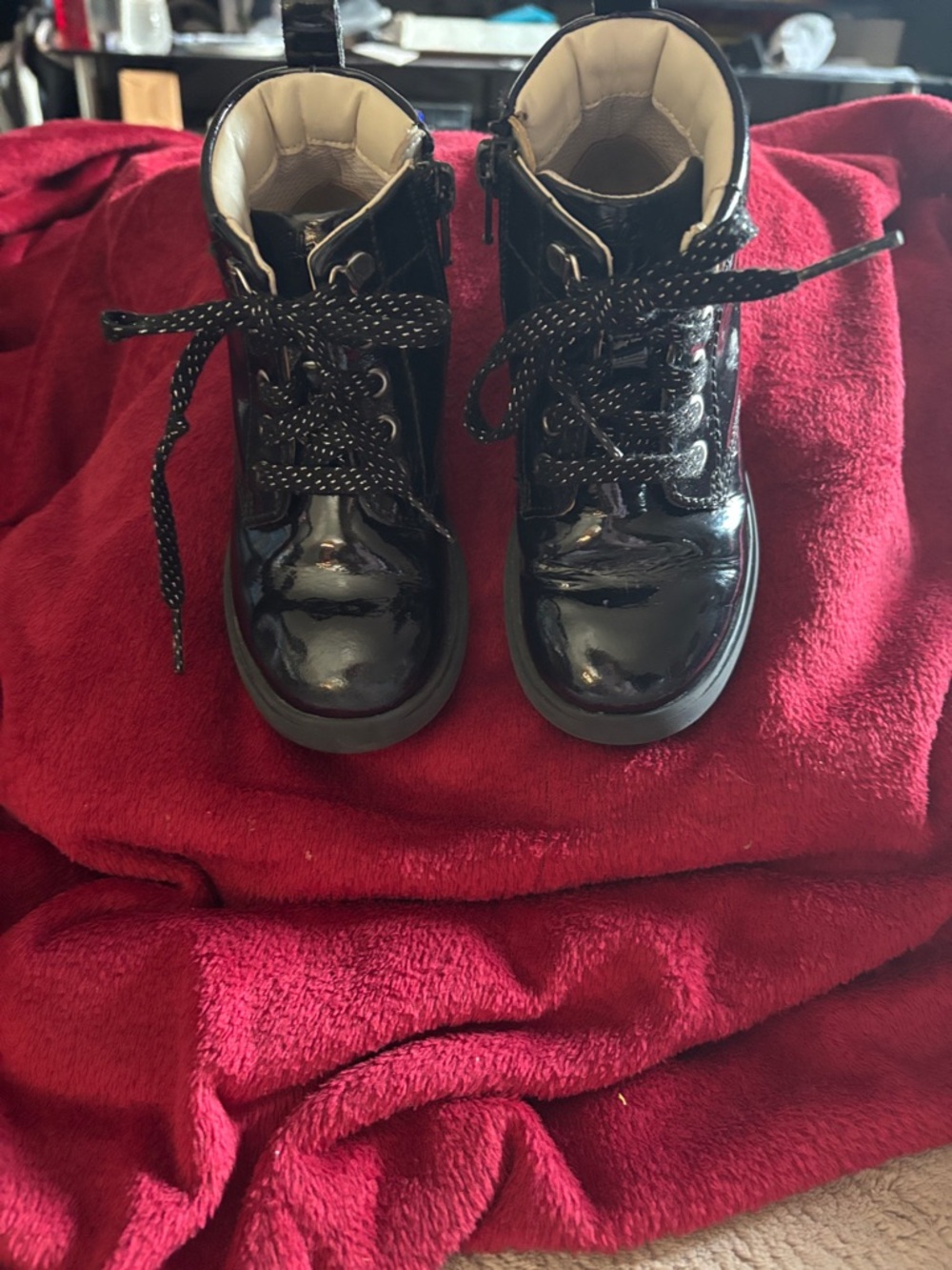 Clarks Black Patent Leather Kids Boots